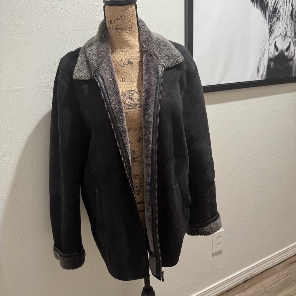 Gray and Black Field Jacket with Contrasting Collar